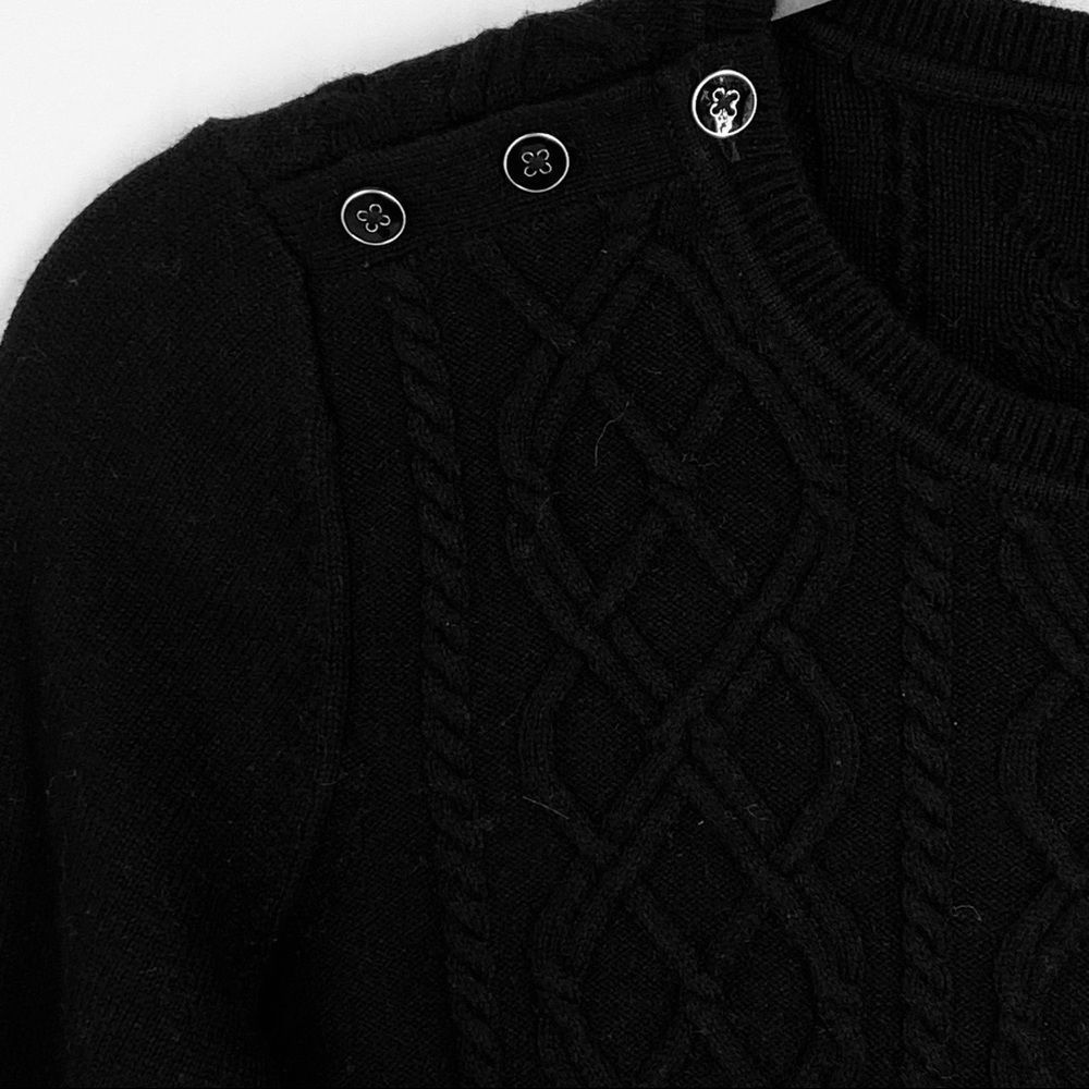 Talbots Black Wool Cable Knit Pullover Sweater - image 3